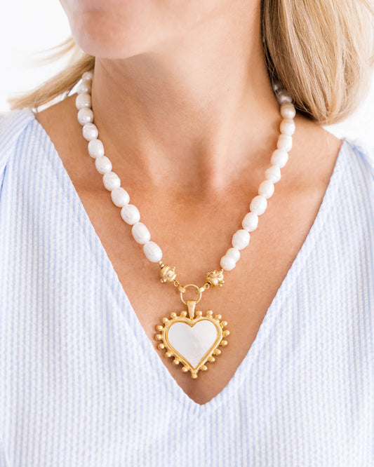 Mother of Pearl Heart Pearl Necklace