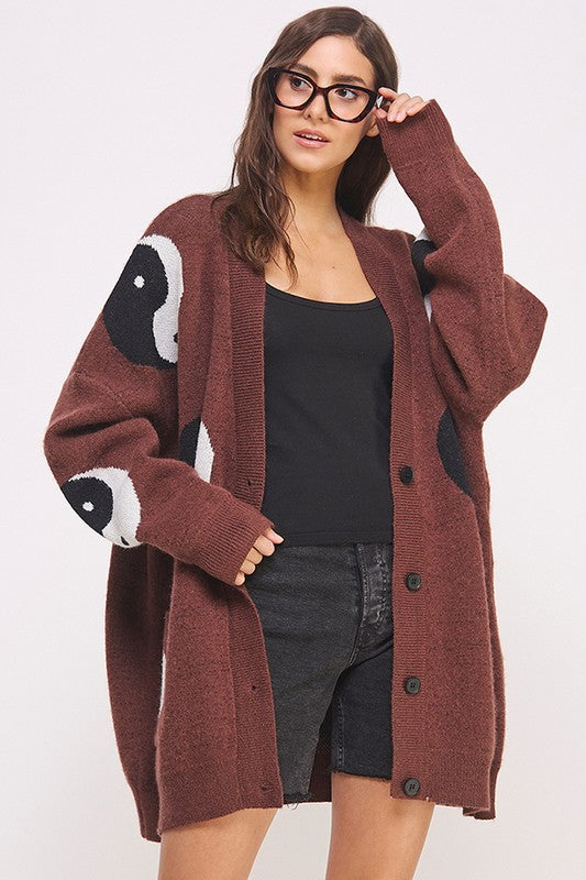 Oversized Yin Yang Cardigan