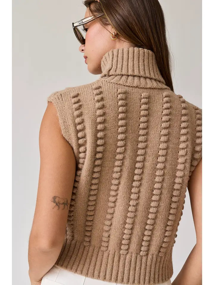 Turtle Neck Textured Vest