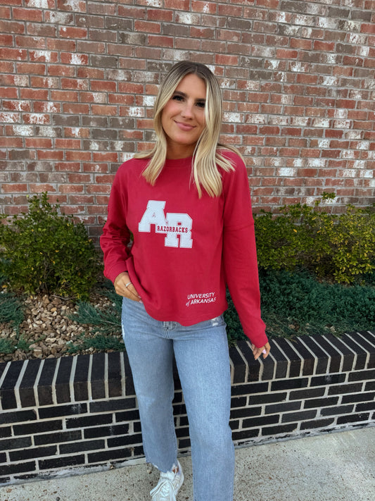 AR Razorbacks Cropped Long Sleeve