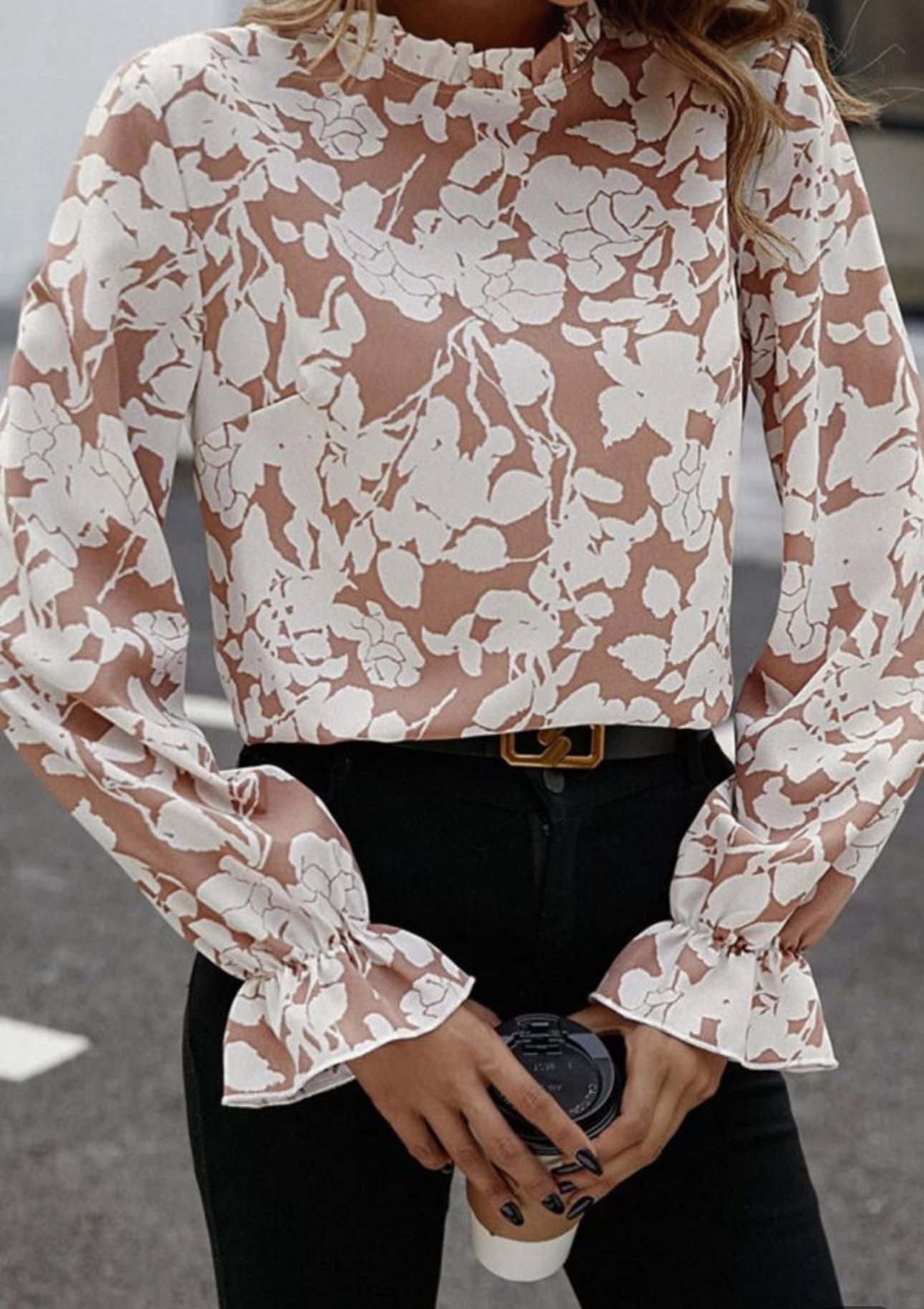 Beige Floral Top