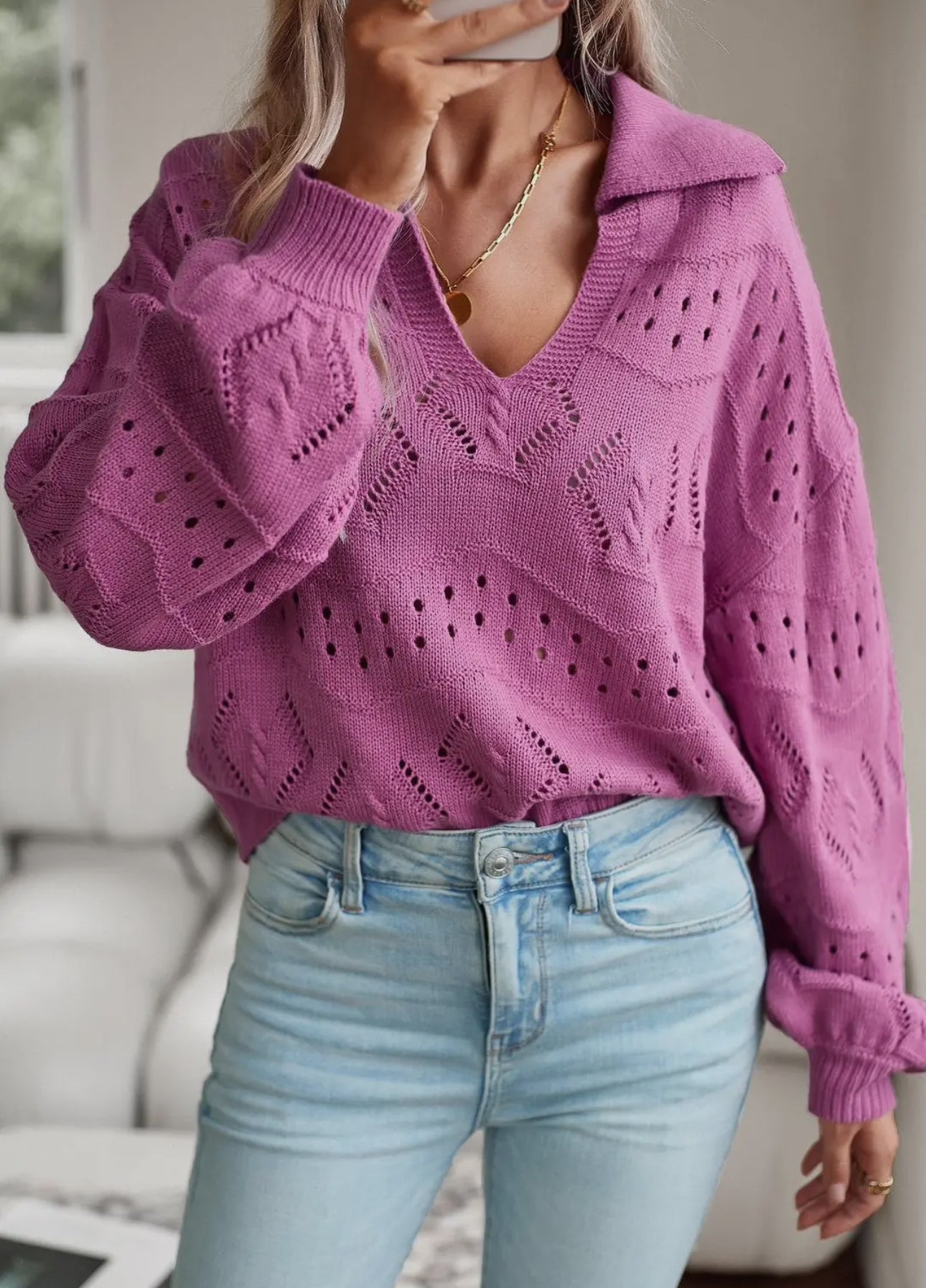 Knit collar sweater