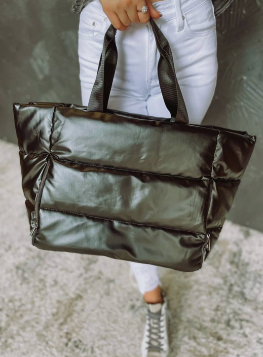 Metallic Puffer Tote