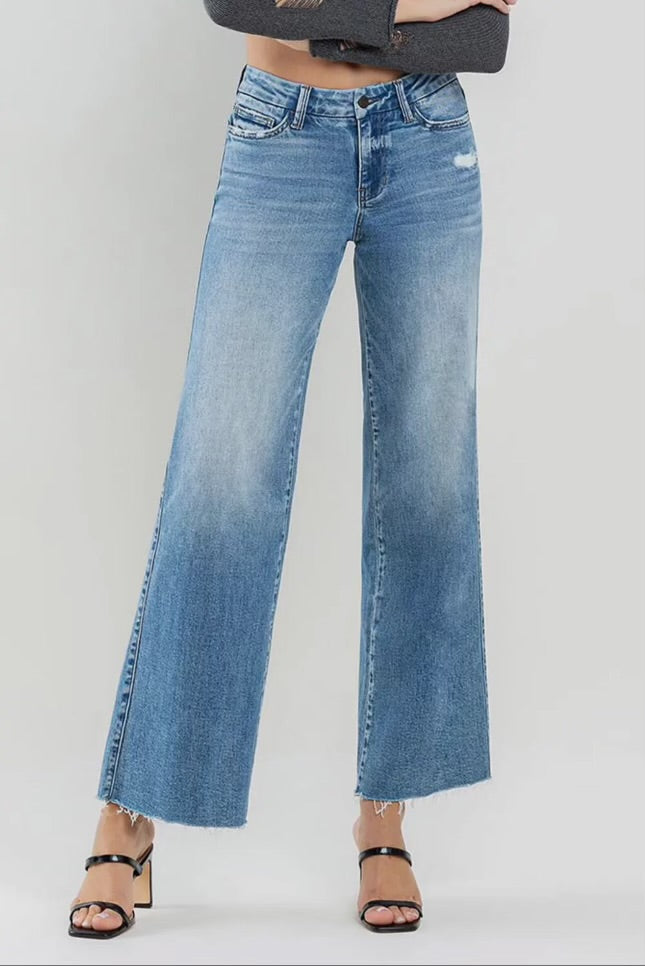 Mid Rise Wide Leg Jeans