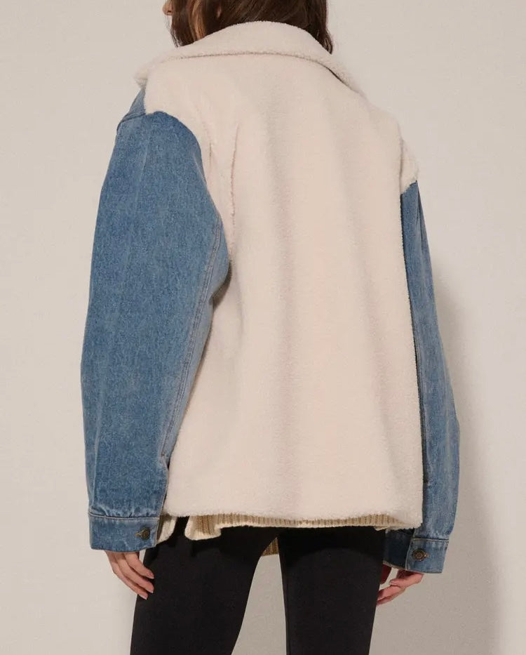 Denim Suede Fuzzy Jacket