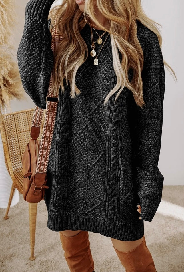 Charcoal Knit Sweater Dress