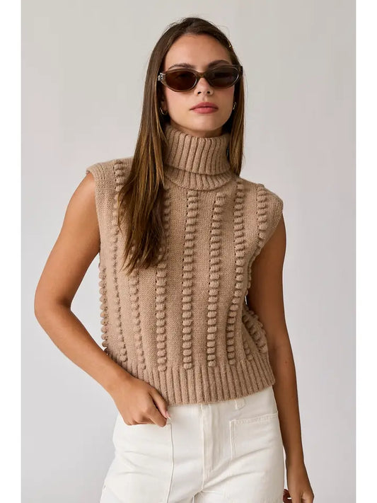 Turtle Neck Textured Vest