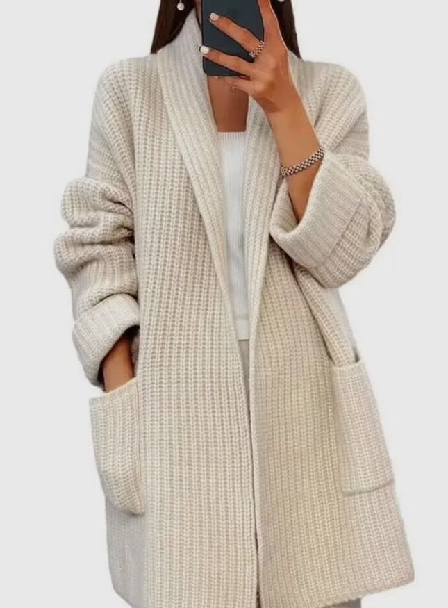 Cream Oversized Pocket Cardigan