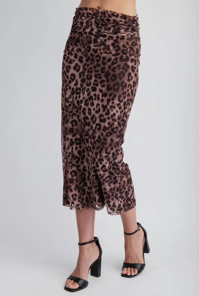 Leopard Printed Mesh Skirt