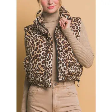 Leopard Print Puffer Vest