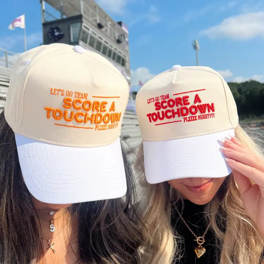 Red Score A Touchdown Plz Hurry - White Vintage Trucker Hat