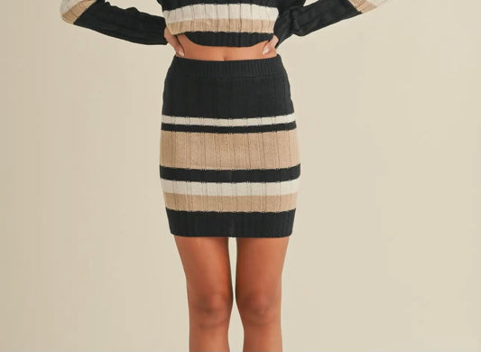 Taupe Striped Skirt