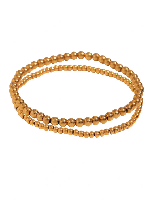 Gold Beaded Bracelet Stack S/M