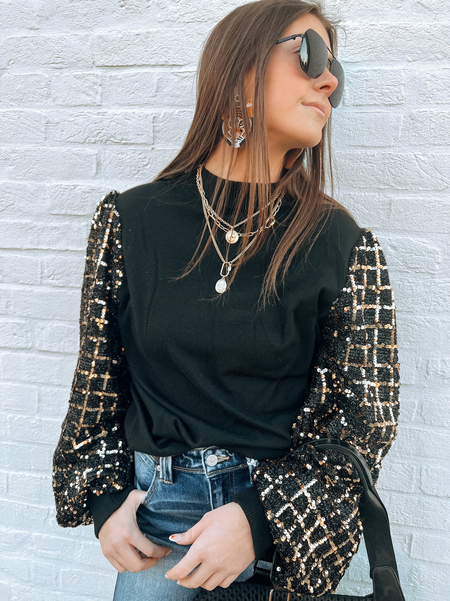 Gold and Black Sequin Top